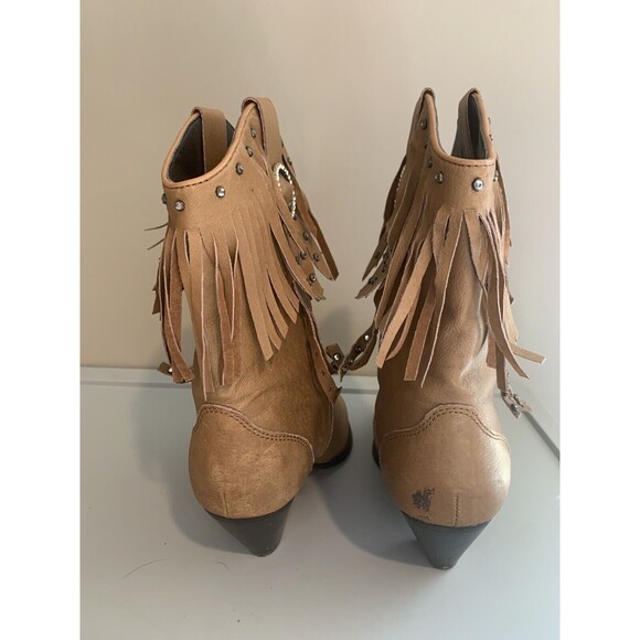 Santa Fe Boot Company Women’s Brown Leather Fringe Boots, Size 8M - Picture 2 of 6